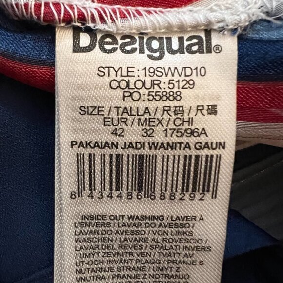 Desigual Denim Women's Front Button Striped High/Low Dress Size 10 - Picture 11 of 12
